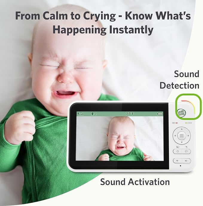 LeapFrog Video Baby Monitor - 5-Inch Color Screen, 31-Hour Battery, Secure Non-WiFi FHSS, Remote Pan Tilt Zoom, Night Vision, 2-Way Talk | LeapView 360