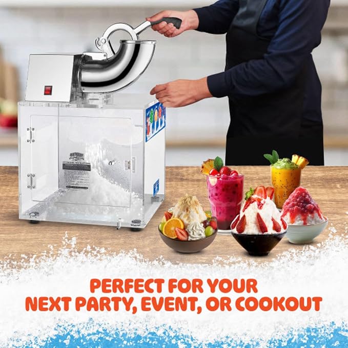Polar Blast Snow Cone Machine - Acrylic Crushed Ice Maker Grinds Up to 500lbs of Ice Per Hour for Parties, Events, and More by Great Northern Popcorn