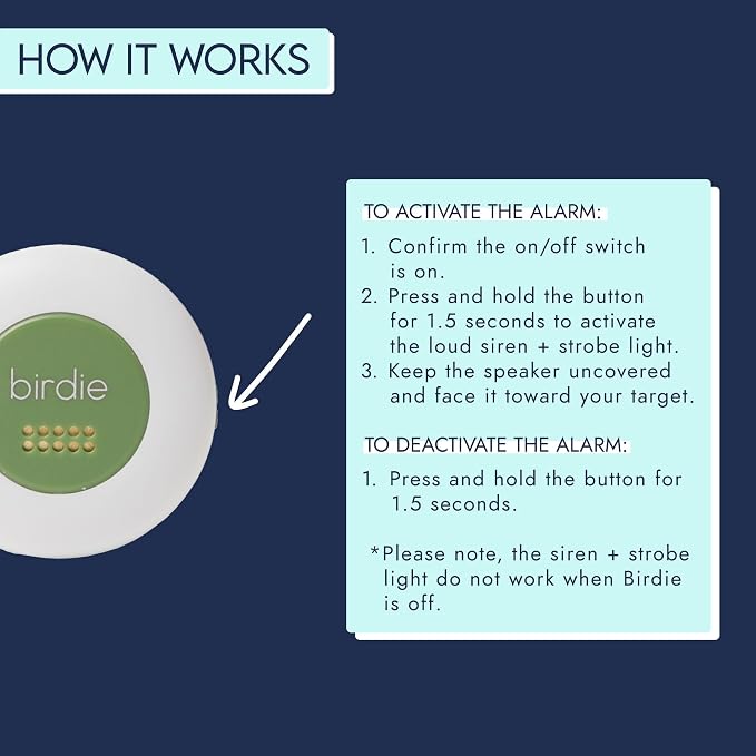 She's Birdie - The Original Personal Safety Alarm Disc for Bikes, Hikes, and Late Nights - Loud Siren, LED Light for Extra Visibility, Rechargeable, Handsfree, Lightweight, Water Resistant (Forest)