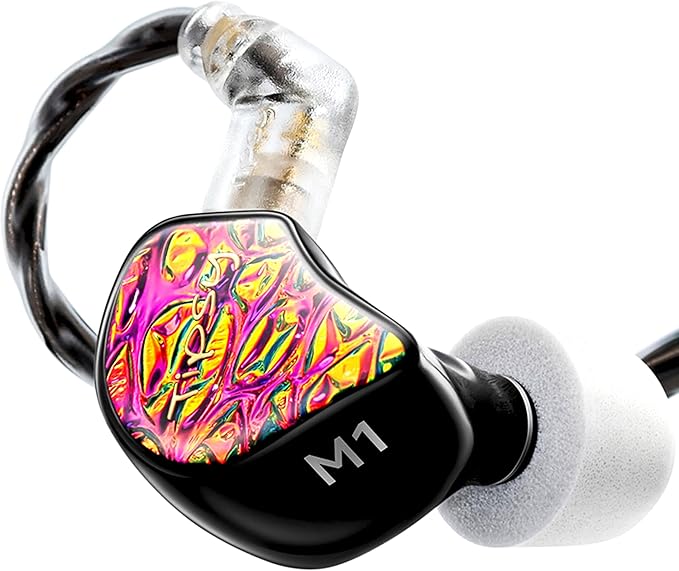 Tipsy M1 IEM, Bamboo Fiber Diaphragm in-Ear Monitor, Warm, Lively Bass & Vocals, 36dB Noise Isolation, Resin Shell, Detachable 0.78mm 2‑Pin Cable (No Mic, Red)