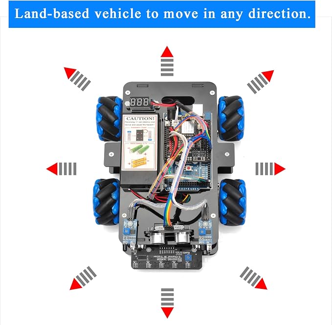 Mecanum Wheels Robot Car Kit for Arduino Mega2560 STEM Remote Controlled DIY Coding Learning & Programming Kit Omni Directional (for arduino)