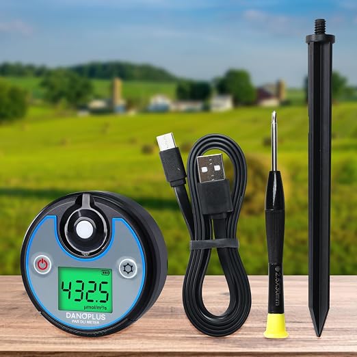 DLI Light Meter 2 in 1 PAR DLI Meter, 400-700nm Sunlight Meter Measure PPFD and DLI (Daily Light Integral), Record and Export 5 Years of Data, Light Measurement Tool for for Lawn, Garden, Plants