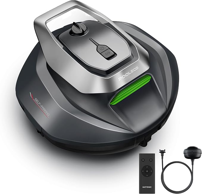 Cordless Robotic Pool Cleaner with Remote Control, Pool Vacuum for Above & In-Ground Pool with 90 Mins Runtime, Self-Parking,Fast Charging (Kelly Green)