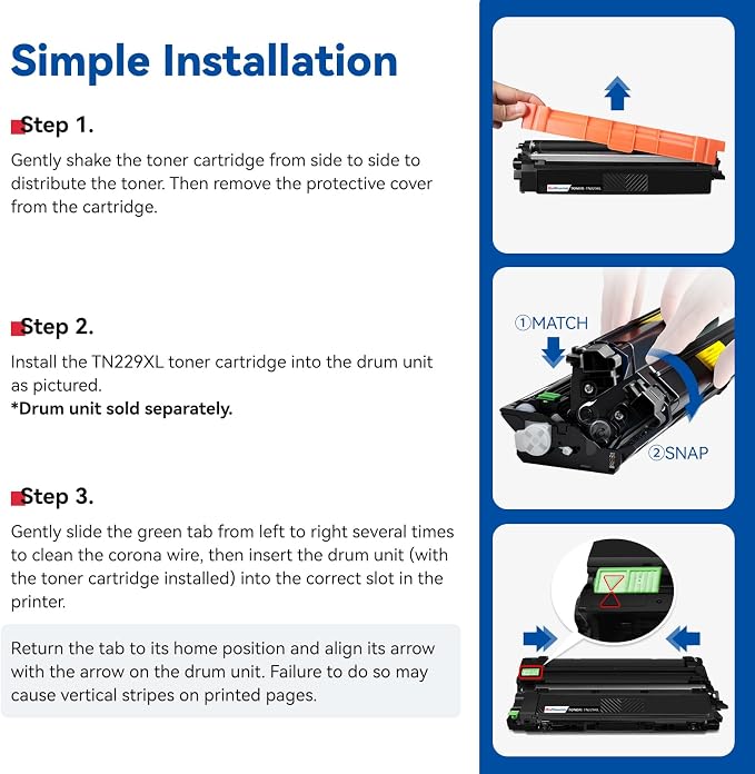 TN229XL Toner Cartridges High Yield Compatible Replacement for Brother TN229XL TN229 XL TN-229XL Works with HL-L3220CDW HL-L3280CDW L3300CDW MFC-L3720CDW MFC-L3780CDW L3765CDW Series Printer, 4 Pack