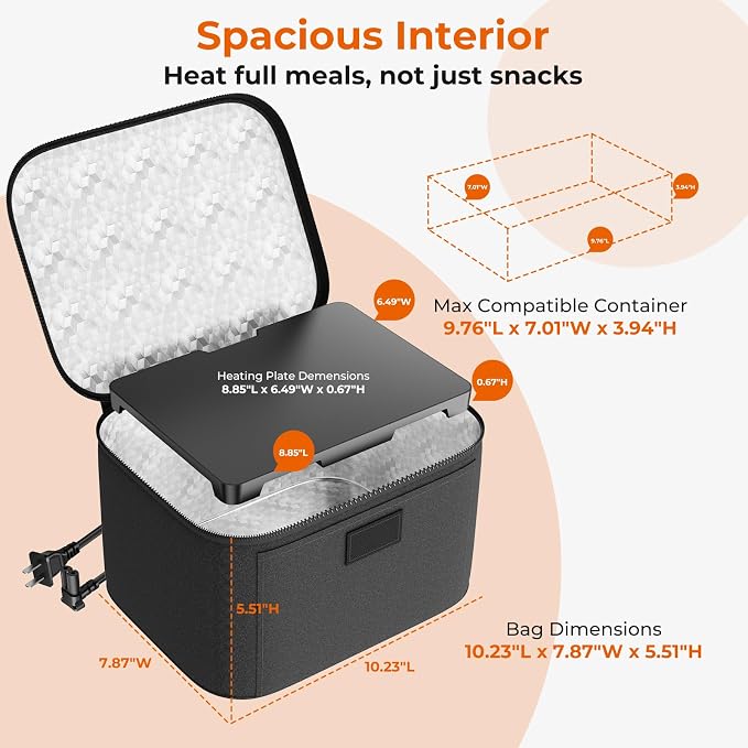 Electric Heated Lunch Box - Small Food Warmer For Men And Women, Mini Portable Travel Microwave, 12V/24V/110V 3-In-1 Self Heating Oven For Car, Truck, Office
