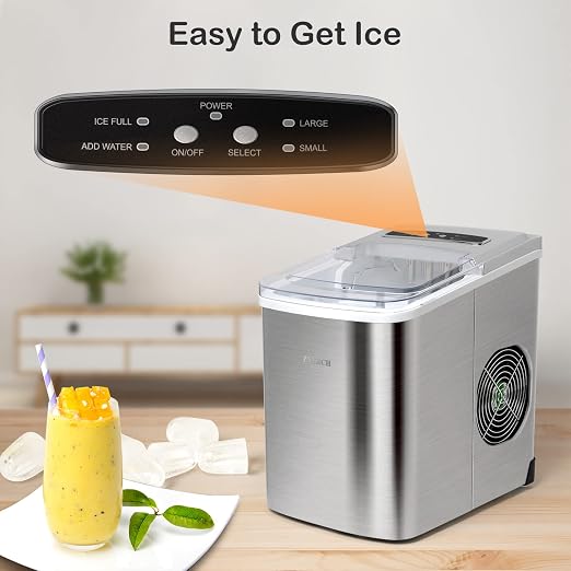 Countertop Ice Maker - 26lb Ice Daily, Large/Small Ice Option, Easy to Clean, Perfect for Home, Office, Party & Patio