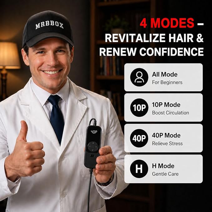 Red Light Therapy for Hair Growth,528 Total Light Emitters,Full-Scalp Coverage,Laser Hair Growth Cap for Men & Women,Black