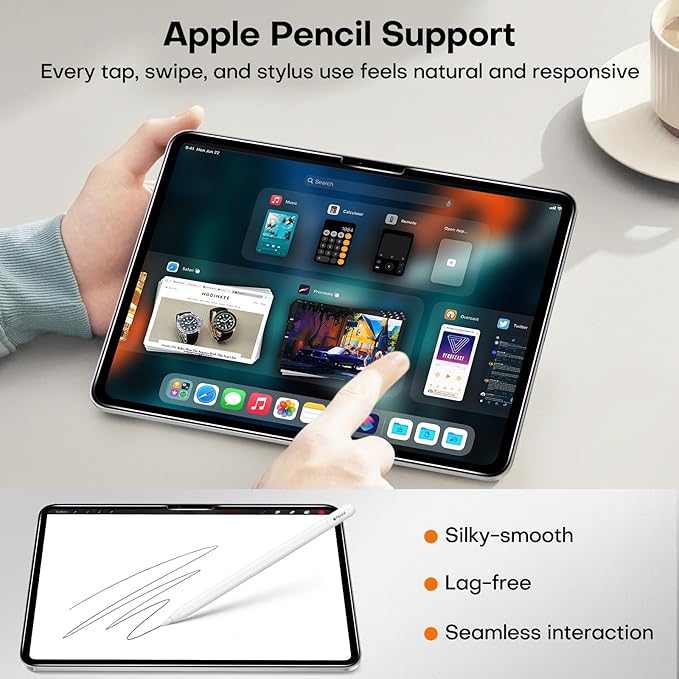 OMOTON 2 Pack Privacy Screen Protector for iPad Pro 11 inch M5 M4 (6th&5th Generation, 2025/2024), Anti-Spy Tempered Glass with Easy Installation Tray, Case Friendly, Compatible with Apple Pencil
