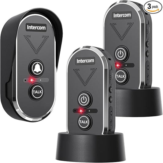 Intercoms Wireless for Home,4900ft Long Range Wireless Doorbell Intercom with 3 Channel, 3 Level Volume,Wireless Intercom Doorbells for Home Business, 1 Outdoor Intercom and 2 Indoor Intercoms