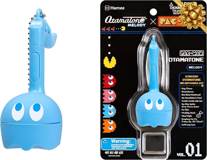 Otamatone Melody Original PAC-Man Electronic Portable Music Toy Player Synthesizer from Japan by Maywa Denki Officially Licensed Merchandise with English Instructions Keychain Accessory - Inky
