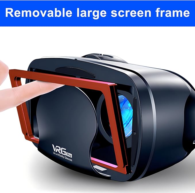 3D VR Headset, Virtual Reality Glasses Headset Helmets, Compatible with 5.0-7.0 inch with Controller, for Mobile Games & Movies(Black)