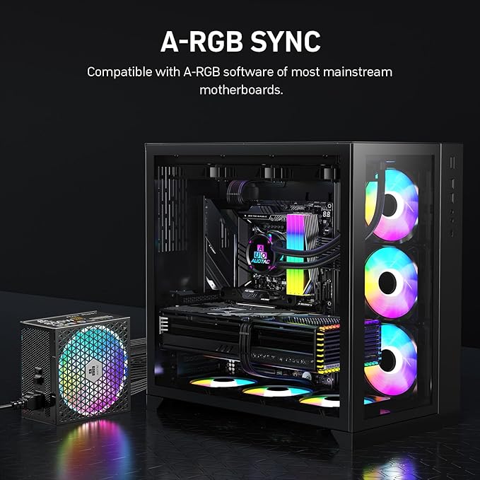 850W Fully Modular Power Supply, 80+ Gold Certified PSU, ATX 3.1 & PCIe 5.1 Ready, 12V-2x6 Native Connector, 140mm RGB Low-Noise Smart Fan, 105℃ Japanese Capacitors, Black