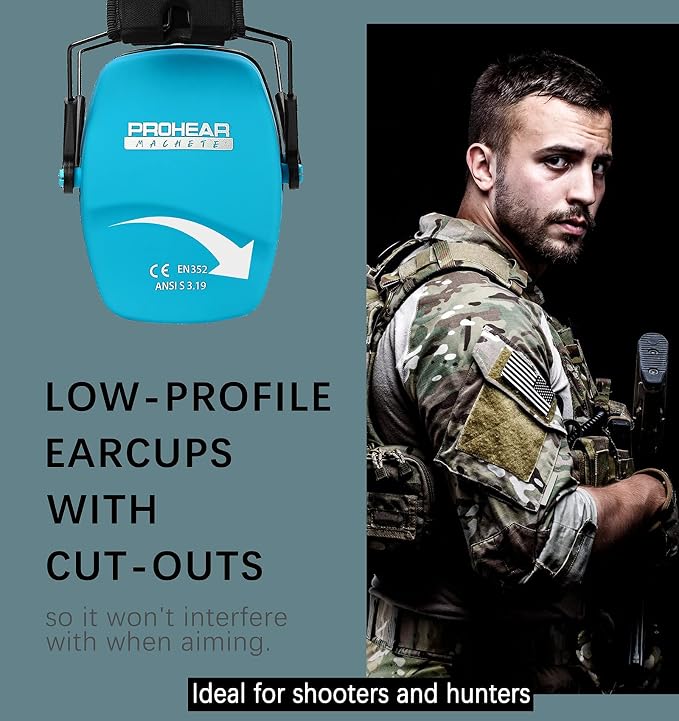 PROHEAR Ear Protection Safety Earmuffs for Shooting Noise Reduction Slim Hearing Protector