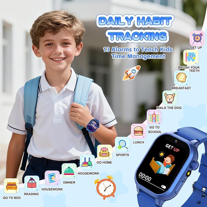 MOFGDNI Smart Watch for Kids with 39 Games, Built-in Camera, Video Recorder, Alarm, Calculator, Pedometer & Various Wallpapers – Toys for Ages 4-12 Years Old Birthday