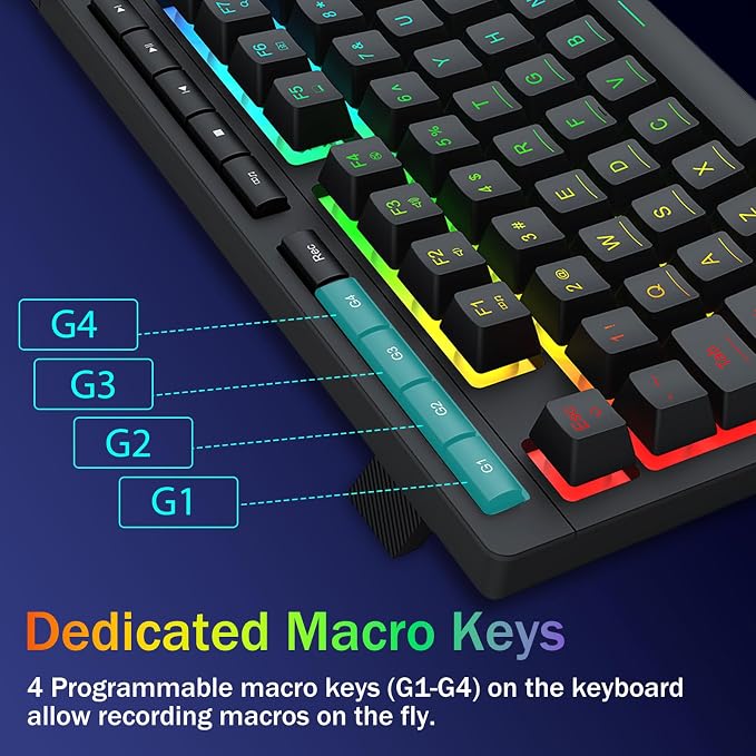 Redragon K524 Wired Gaming Keyboard, RGB Backlit, 75% Compact Quiet Membrane Keyboard with Programmable Macro and Multimedia Keys, Anti-ghosting, Spill Resistant for Win/MAC/PS/Xbox