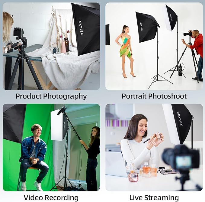 Skytex Softbox Lighting Kit 1Pack 20x28in Soft Box | 85W 2700-6400K E27 LED Bulb Continuous Photography Lighting, Photo Studio Lights Equipment for Camera Shooting, Video Recording