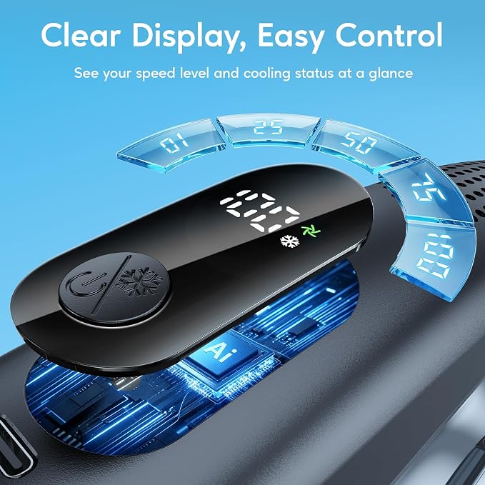 Portable Neck Fan with Cooling Plates, 6000mAh Rechargeable Wearable Fan with 1-100 Speed Control, Hands-Free Personal Cooling Fan with Digital Display, Adjustable Air Outlets for Travel Outdoor