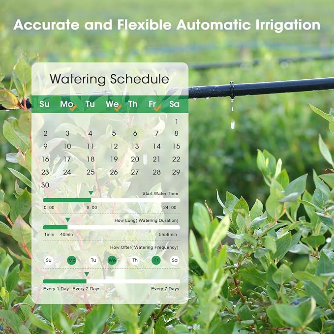 Smart Garden Water Hose Timer with 2 Outlet, Automatic Irrigation System Controller Sprinkler Timer for Lawns and Yard, Compatible with Alexa