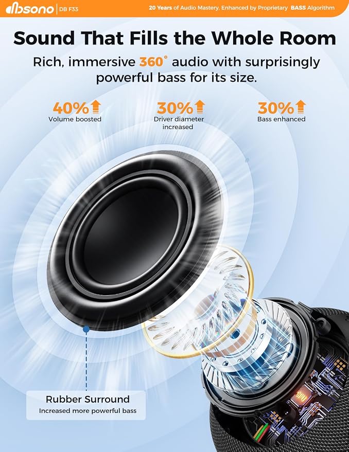 Bluetooth Shower Speaker Waterproof IPX7: Removable Vacuum-Lock Suction Cup, 360° Surround Sound, RGB Light, Portable Wireless Speaker for Beach, Pool, Kayak, Back to School Gifts for Adult Teen-Black