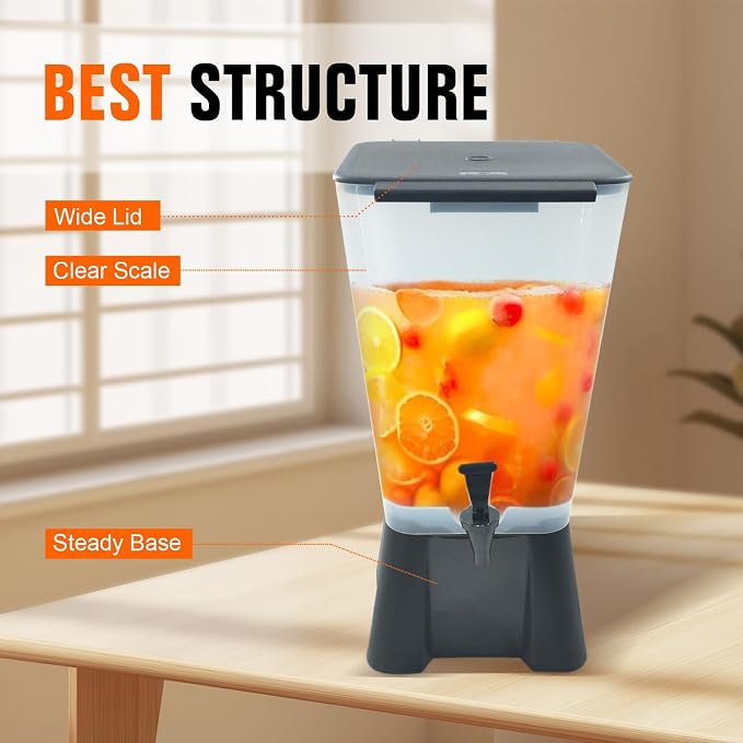 Hakka 5 Gallon Drink Dispenser, Commercial Juice Dispenser for Parties 19L Water Beverage Dispenser with Spigot Catering Supplies for Buffets, Restaurants