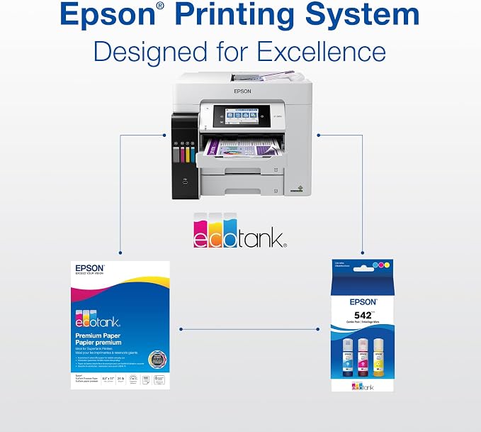 EPSON 542 EcoTank Pro Ink Ultra-high Capacity Bottle Color Combo Pack (T542520-S) Works with ET-5150, 5170,5180, 5800, 5850, 5880, 16600, 16650