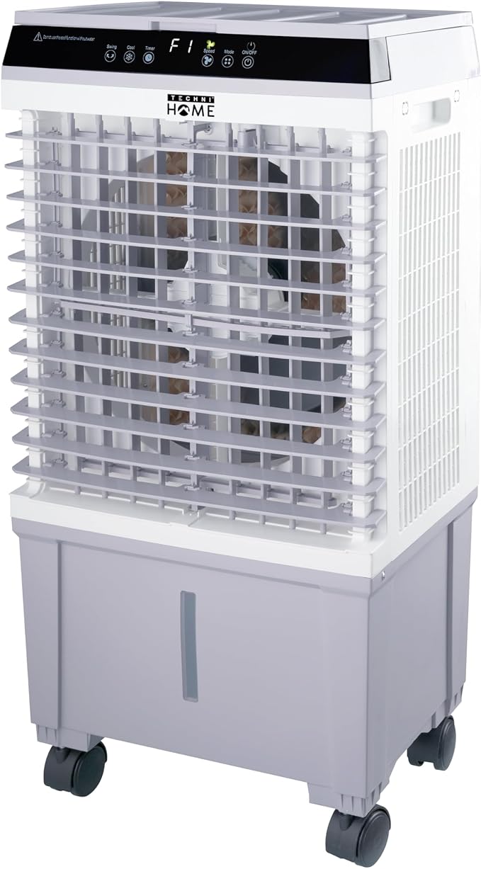 3-in-1 Portable Evaporative Air Cooler, Air Conditioner, Humidifier, 3 Speed Fan, Swamp Cooler with 5.3 Gal Tank, 4 Ice Packs, Remote, 12H Timer, 120° Oscillation for Home | 3-speed swamp cooler, 5.3 Gal tank, 4 ice packs, remote control, 12H timer, 12...