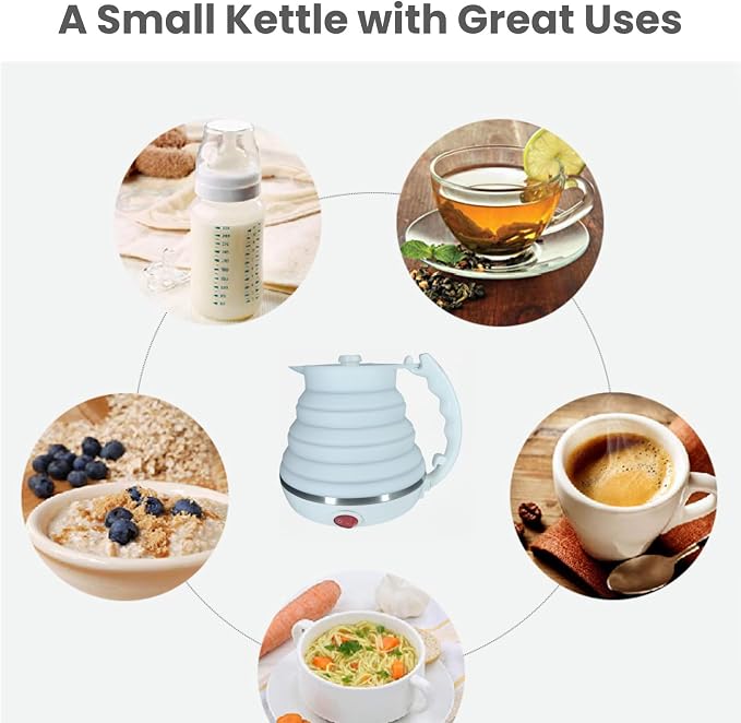 24V Kettle with Cigarette Lighter Plug, Truck Kettle Collapsible, Truck water Boiler, Food Grade Silicone, Fast Boiling, Auto Shut off and Keep Warm, 450ml (24V, White)
