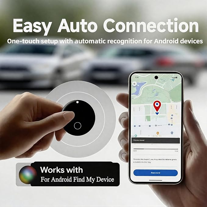 Android GPS Tracker for Vehicles, Hidden Tracking Device for Vehicles, Car Tracker No Subscription Work with Find My, Smart Tag with Audio for Kids, Key, Dogs, Luggage, Bag (Android-4 Pack)
