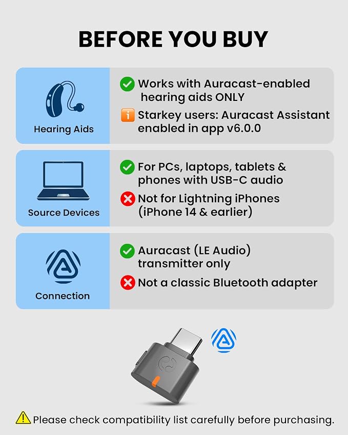 Avantree C82 Aura – Auracast Transmitter with Private & Public Modes for Auracast Hearing Aids, Qualcomm Bluetooth 5.4, Firmware Upgradeable, USB-C Audio Adapter for PC, Mac, Tablets, Phones
