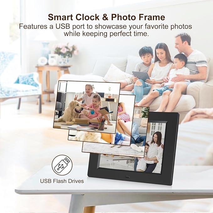 KASTISS 8 Inch Digital Calendar Alarm Day Clock, Large Digital Clock Easy-to-Read, Impaired Vision People, 12 Customizable Alarms, Dementia, Alzheimer’s, Elderly Care & Bedroom/Kitchen (Black)