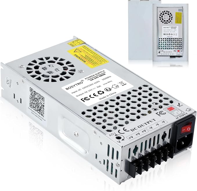 Upgraded Output Port 24V 20A 480W DC Switching Power Supply, Universal Transformers AC110V/220V (SMPS), 24 Volt Power Supply for 3D Printer, CCTV Camera Security System（Without Power Cord）