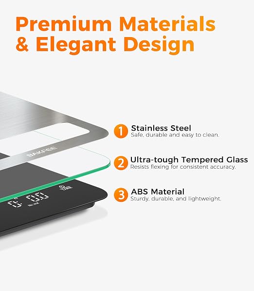 100% Waterproof Food Scale, IP67 Digital Kitchen Scale, Rechargeable (USB-C), 0.1oz/1g Precision, 22lb Capacity, Stainless Steel & Tempered Glass, for Cooking, Making Sourdough Bread, Grey