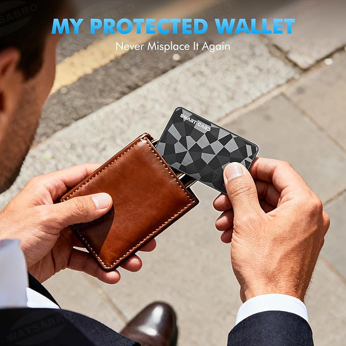 Wallet Tracker Card for iOS & Android, 6-13 Year Battery Slim Bluetooth Smart Card, Credit Card Size Smart GPS for Wallet Passport, Works with Apple Find My & Google Find Hub, Wireless Charging (2)
