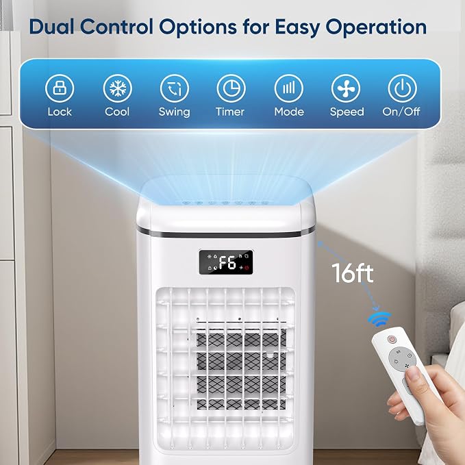Portable Air Conditioners Fan, Windowless Evaporative Air Cooler 3 Modes & 3 Speeds, 12H Timer for Smart Auto-off, 2-Gals Tank for 20H Cooling,16FT Remote,No Hose Needed,38db Swamp Cooler