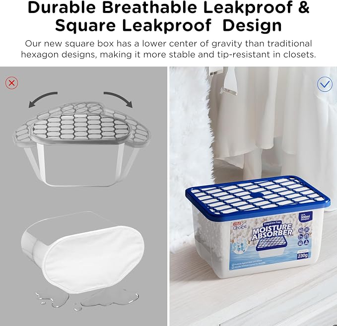 W&E Choice Moisture Absorber, Large Capacity Dehumidifier for Home, Bulk Humidity Pack for Closet, Dehumidifier with Fragrance Free,12Pack