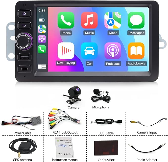 8 Core 4+64G Car Stereo Radio for Chevy Chevrolet Silverado Tahoe 2003-2006, GMC Sierra Yukon 2003-2006, Hummer 2003-2006, 7'' Radio with Wireless CarPlay/Andriod Auto/WiFi/Bluetooth/Backup Camera/GPS