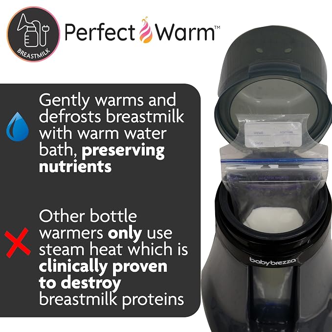 Baby Brezza Smart Baby Bottle Warmer, Breastmilk Warmer + Defroster + Baby Food Warmer - Universal Fit for All Baby Bottle Sizes and Types, Breastmilk Bags + Food Jars - Bluetooth Control, Charcoal