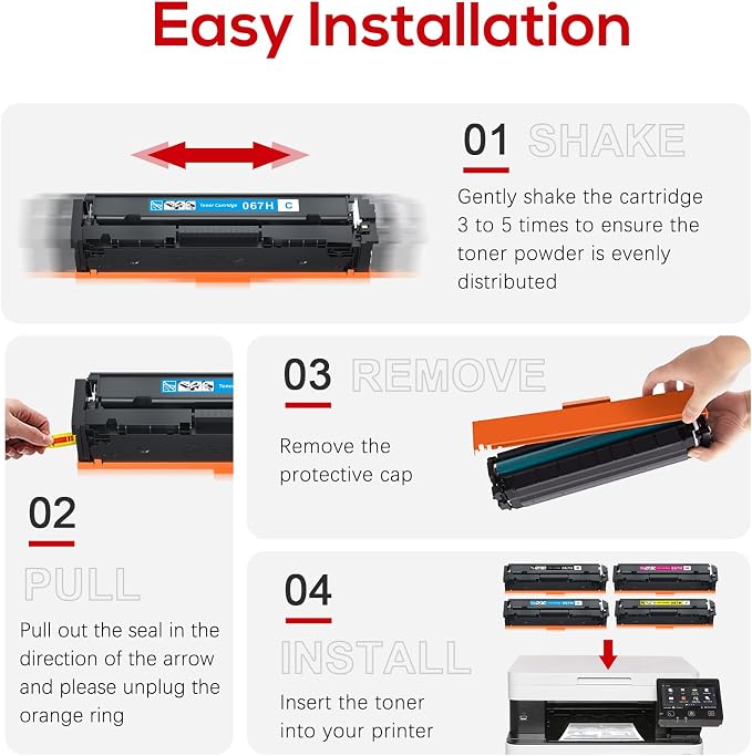 067 067H Toner Cartridge High Yield Compatible for Canon 067 067H Color ImageCLASS LBP632Cdw LBP633Cdw MF653Cdw MF654Cdw MF656Cdw Printer (4 Pack), Black, CT067