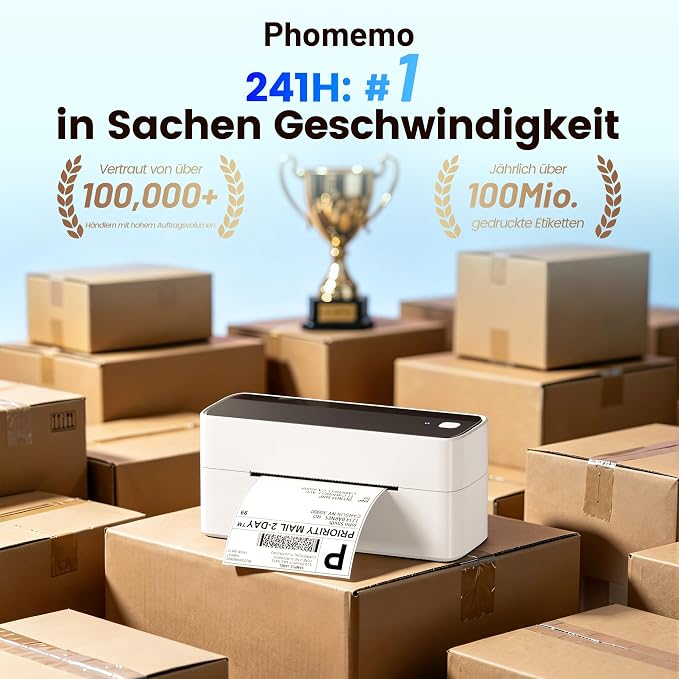 Phomemo High-Speed Shipping Label Printer 220mm/s - 4X6 Wireless Thermal Label Printer for Small Business, Compatible with iPhone, Android, Shopify, Amazon, USPS, Black