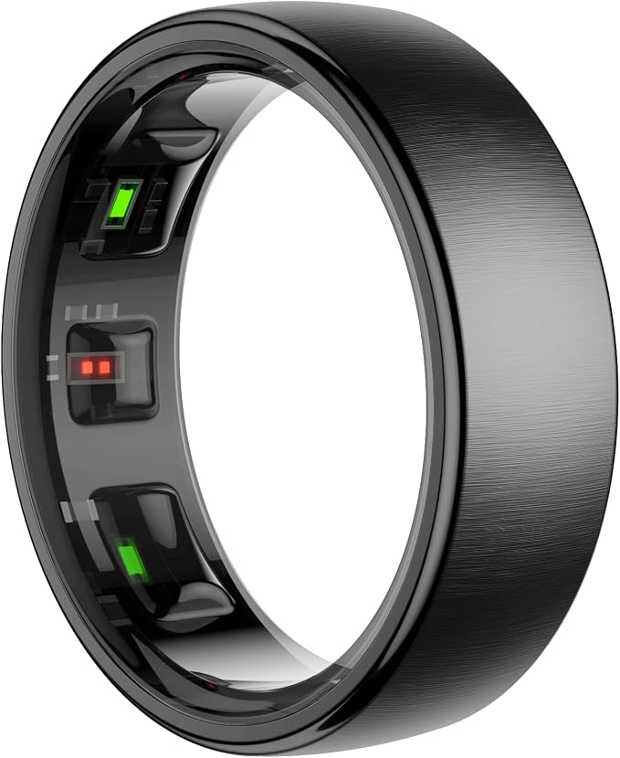 Smart Ring for Women Men,Fitness Tracker Ring with Sleep Monitor,Heart Rate,Blood Oxygen,Steps,Calories Tracker,IP68 Waterproof Smart Rings,5-7 Days Battery Life for iOS Android,No App Fee（Black,11）