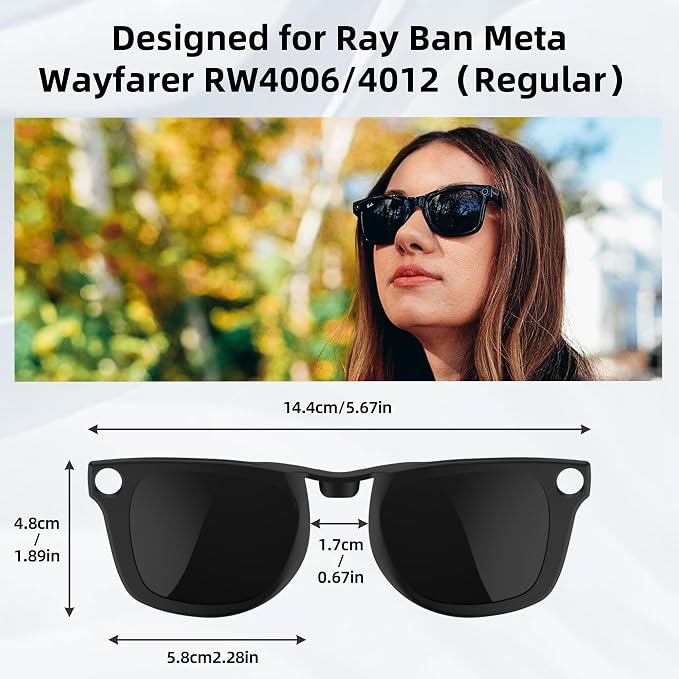 HiBloks 4Pcs Polarized Clip Compatible with Ray-Ban Meta Wayfarer & Gen 2 (RW4006/RW4012 Regular), Discoloration Clip for Rayban Meta Gen 2 Accessories (Dark Green, Night Vision Yellow, Black, Brown)