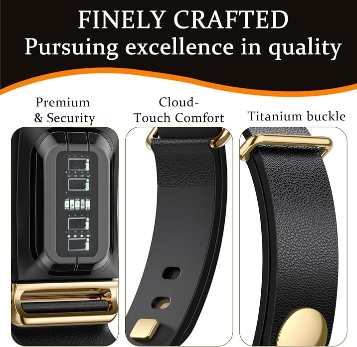 omee Leather Band Compatible with Whoop 5.0 Band Strap Men Women, Genuine Leather Rugged Durable Replacement Wristbands Straps for Whoop 5.0 Bands