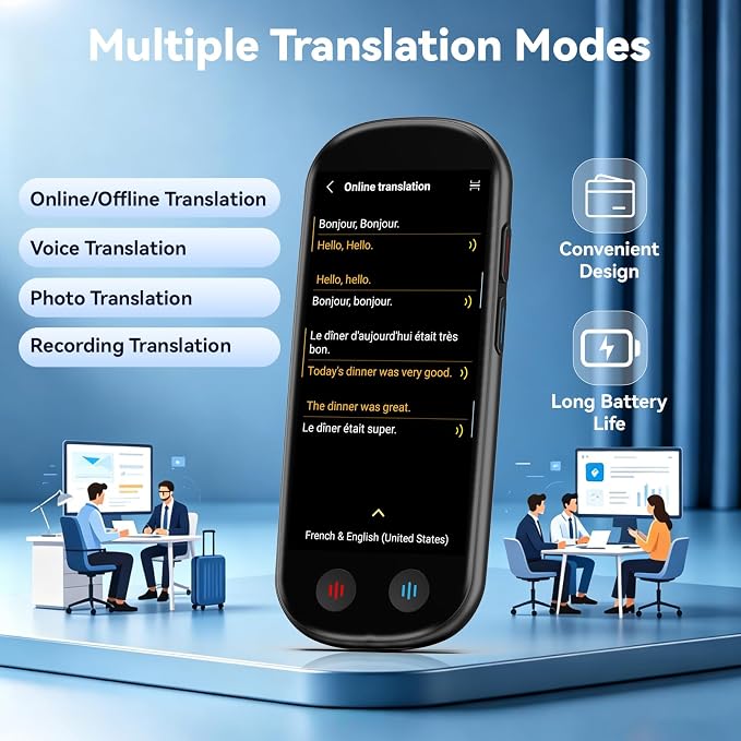Language Translator Device, Upgraded AI Translator with ChatGPT, 2026 Instant Two Way Translator Support 150 Languages, Offline Recording Photo Voice Translation Device for Business Travel Learning