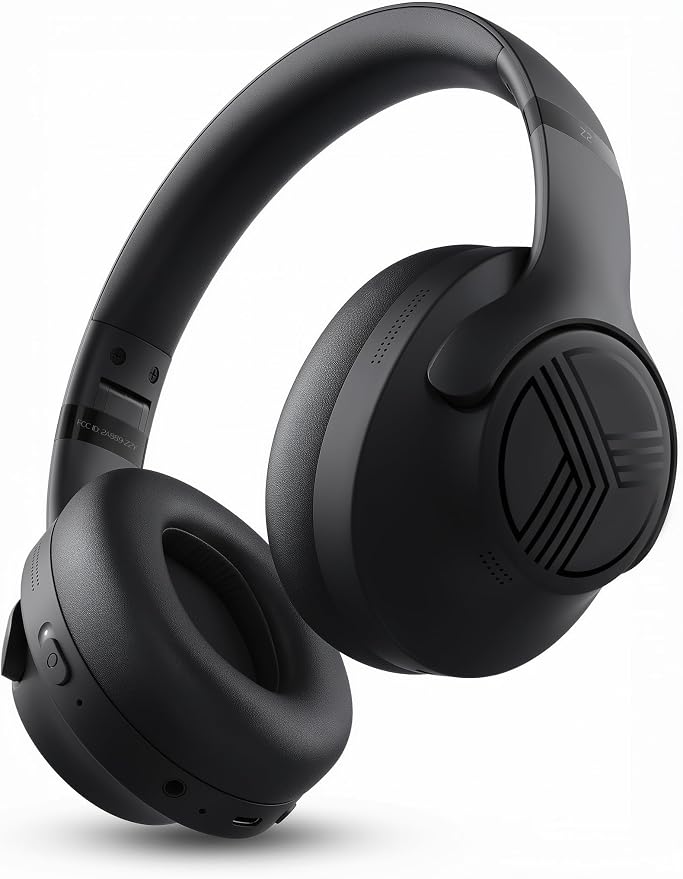 TREBLAB Z2 Wireless Over Ear Headphones Bluetooth, Hybrid ANC, 58H | IPX4 Sweatproof, Foldable with Case, Multipoint BT 5.3, Gaming Mode 65ms, 40mm Driver, 2-3H Charge Time