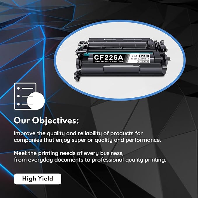 26A CF226A Toner Cartridge 2 Pack (with CHIP) (7,200 Pages in Total) Compatible Replacement for HP 26A CF226A 26X CF226X Pro M402dn M402n M402dw Pro MFP M426fdw M426fdn M426dw Series Printer Ink