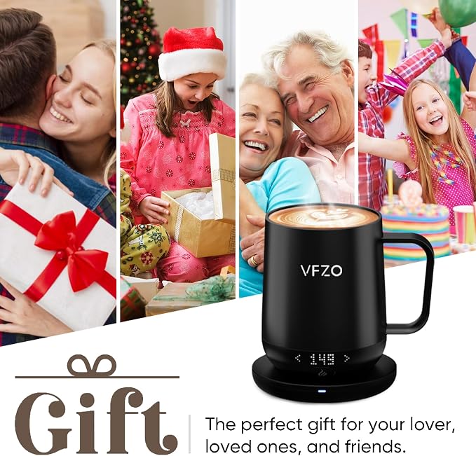 Smart Mug,Self Heating,Temperature-Controlled, Self-Heating Coffee Mug.LED Real-time Temperature Display. 180 Minutes Maximum Battery Life.Smart Coffee Cup(12oz, Ivory)