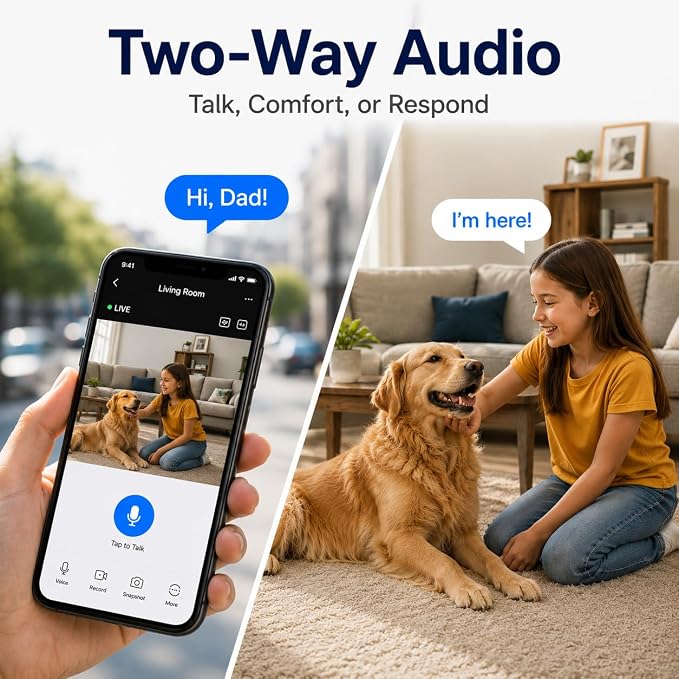Cameras for Home Security, 3MP Security Camera Indoor Outdoor with Motion Detection, Color Night Vision, 5G/2.4G WiFi, 2-Way Audio, Baby Monitor, Pet Camera, Plug-in WiFi Camera, SD/Cloud