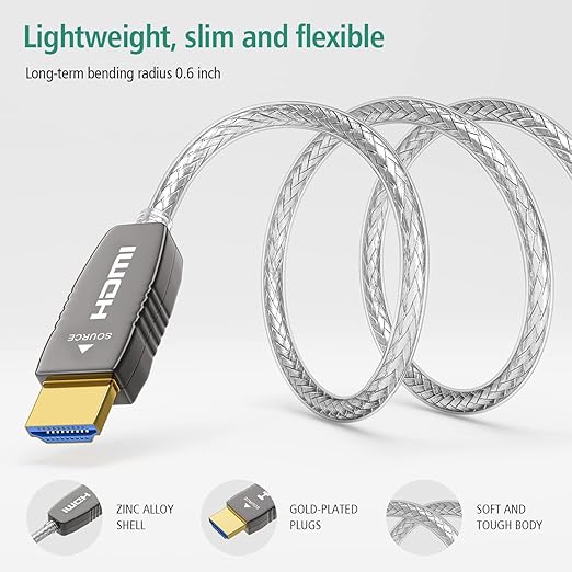 RUIPRO Crystal 8K HDMI Ultra High Speed Latest 2.1b Certified Fiber Optic Cable 25 feet 8K60Hz 4K120Hz 48Gbps eARC HDR HDCP2.3 for RTX4080/4090/3080/3090 Xbox PS5 AVR Projector LG/Samsung/Sony