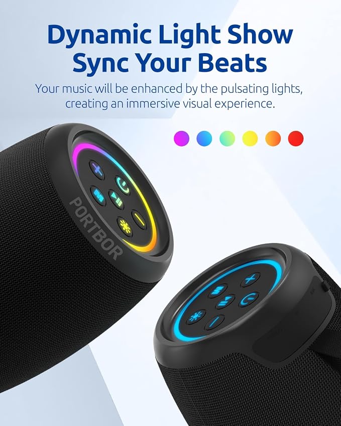 Bluetooth Speaker, Portable Wireless Speaker with Powerful Loud Stereo Sound, BT5.3, IPX5 Waterproof, TWS Pairing, for Outdoor Home Party Camping, Beach Essentials Electronics, Ideal Gifts (Black)