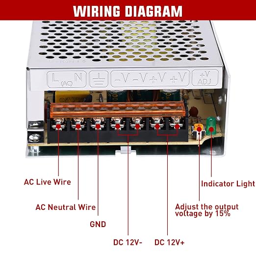 Nilight AC 110V/220V to DC 12V Voltage Converter 10A 120W Switching Power Supply Adapter Transformer Low Voltage Output LED Driver for LED Strip Light Radio CCTV Camera Security Video System